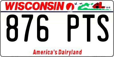 WI license plate 876PTS