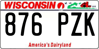 WI license plate 876PZK