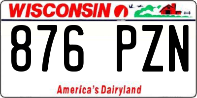 WI license plate 876PZN