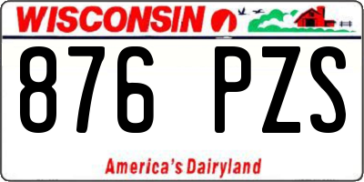 WI license plate 876PZS