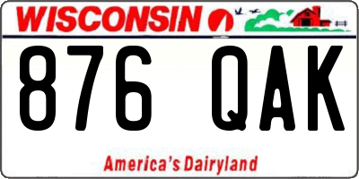 WI license plate 876QAK