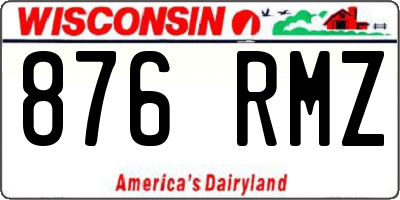 WI license plate 876RMZ