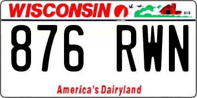 WI license plate 876RWN