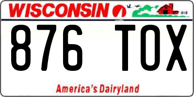 WI license plate 876TOX