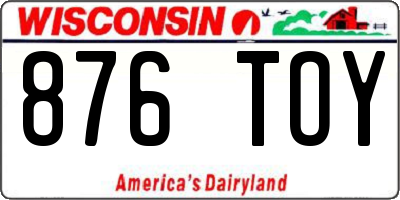 WI license plate 876TOY