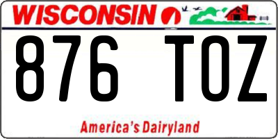 WI license plate 876TOZ