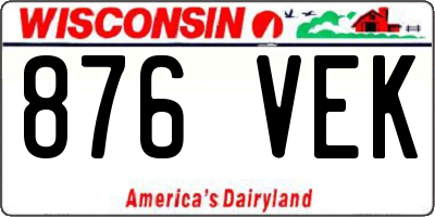 WI license plate 876VEK