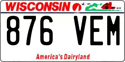 WI license plate 876VEM