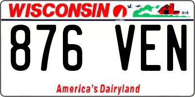 WI license plate 876VEN