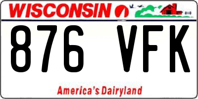 WI license plate 876VFK