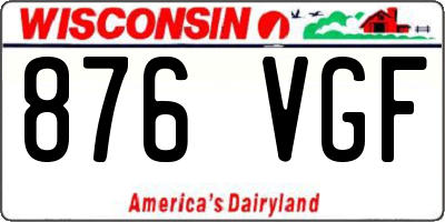 WI license plate 876VGF