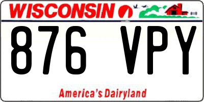 WI license plate 876VPY