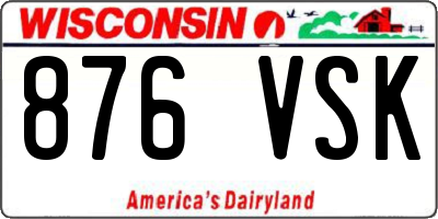 WI license plate 876VSK