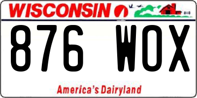 WI license plate 876WOX