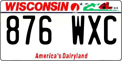 WI license plate 876WXC