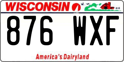 WI license plate 876WXF
