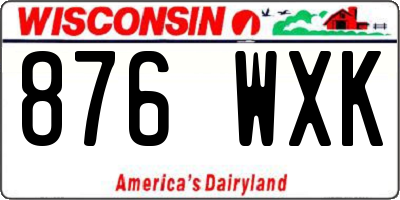 WI license plate 876WXK