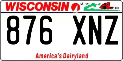 WI license plate 876XNZ