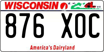 WI license plate 876XOC