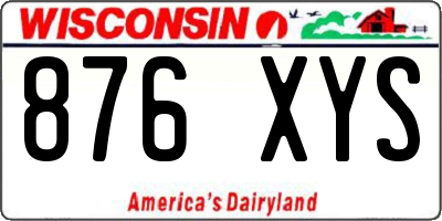 WI license plate 876XYS
