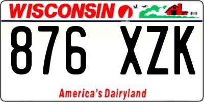WI license plate 876XZK