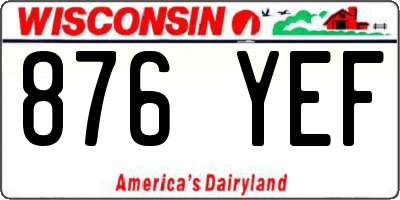 WI license plate 876YEF