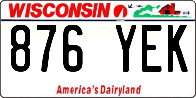 WI license plate 876YEK