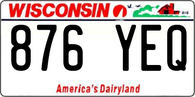 WI license plate 876YEQ