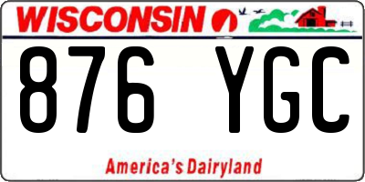 WI license plate 876YGC