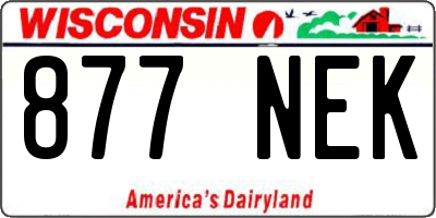 WI license plate 877NEK