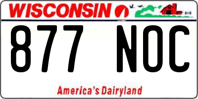 WI license plate 877NOC
