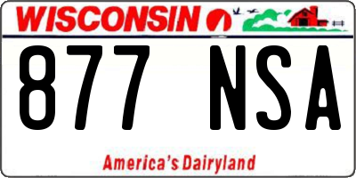 WI license plate 877NSA