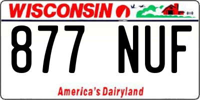 WI license plate 877NUF