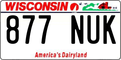 WI license plate 877NUK