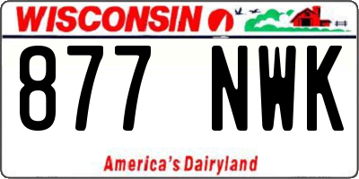 WI license plate 877NWK