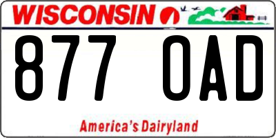 WI license plate 877OAD