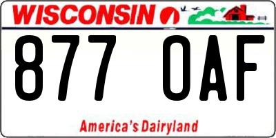 WI license plate 877OAF