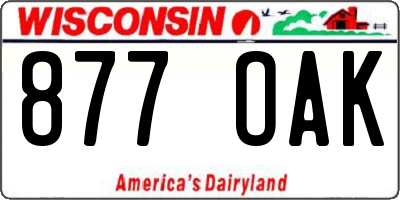 WI license plate 877OAK