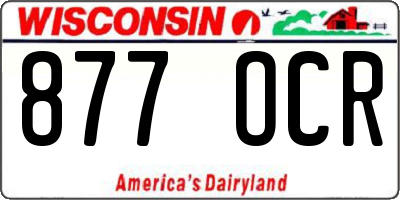 WI license plate 877OCR
