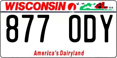 WI license plate 877ODY