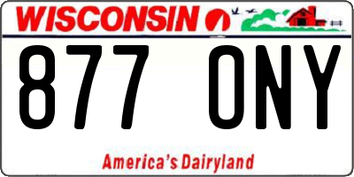 WI license plate 877ONY