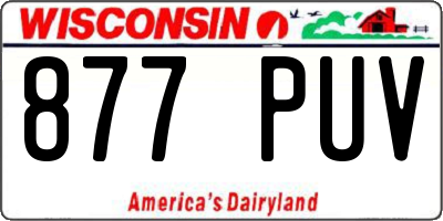 WI license plate 877PUV