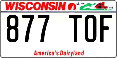 WI license plate 877TOF