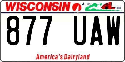 WI license plate 877UAW