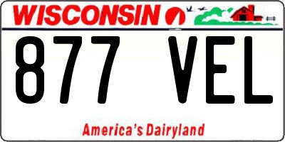WI license plate 877VEL