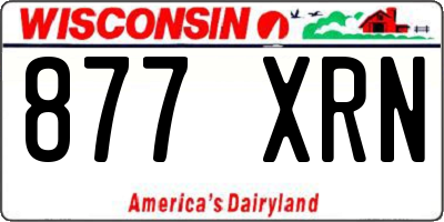 WI license plate 877XRN
