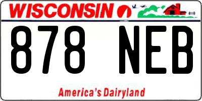WI license plate 878NEB