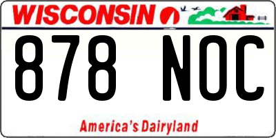 WI license plate 878NOC