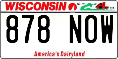 WI license plate 878NOW
