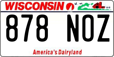 WI license plate 878NOZ
